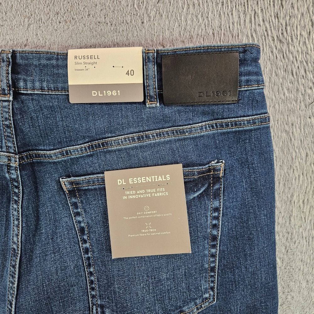 DL1961 Russell Slim Straight Jeans Mens 40x34 Jackpot Blue Denim NWT NEW